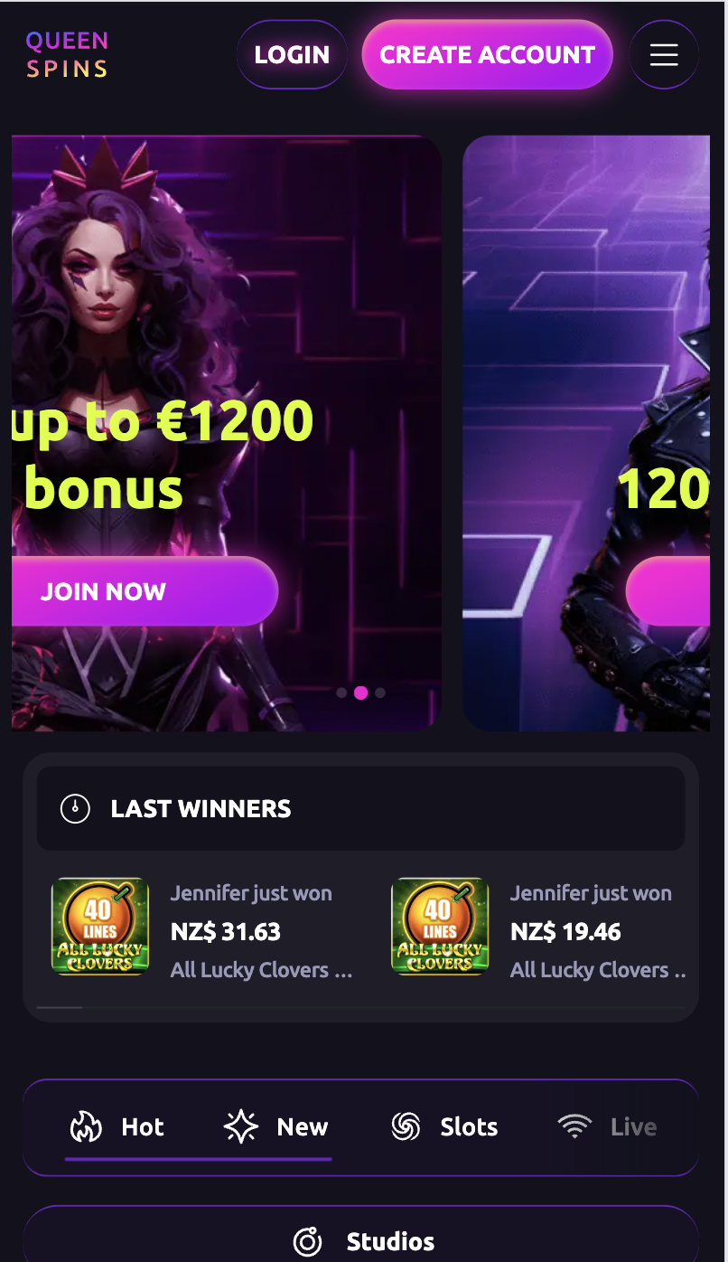Queenspins Casino mobile view